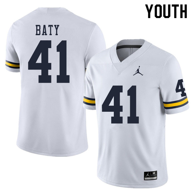 Youth #41 John Baty Michigan Wolverines College Football Jerseys Sale-White